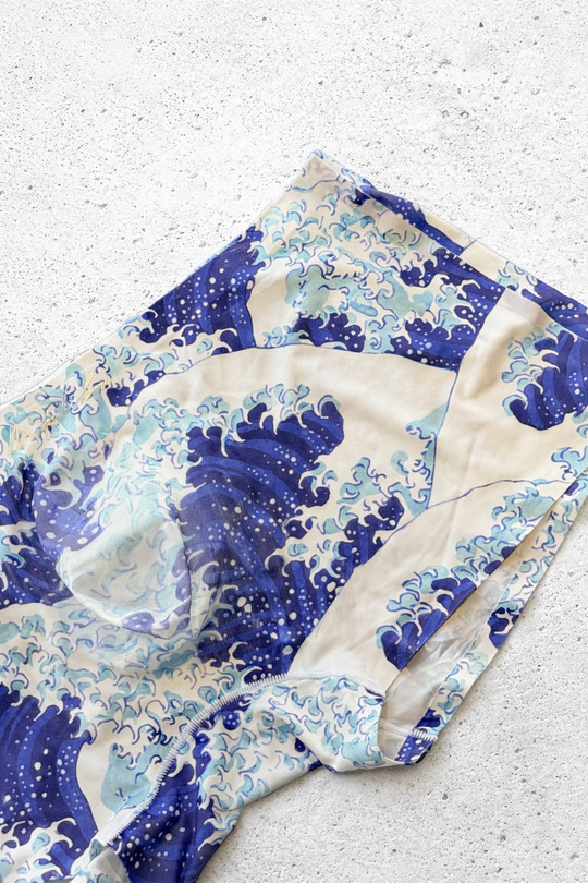 Come-Over Silky Seamless Boxer Briefs - Crashing Waves