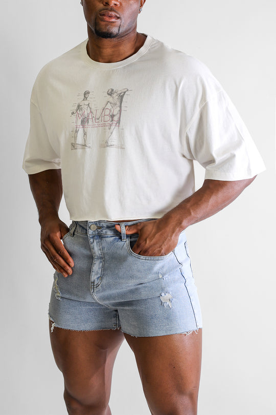 Vintage-Washed Drop-Shoulder Crop Tee - Anatomy