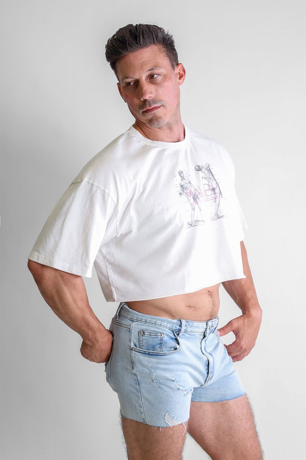 Vintage-Washed Drop-Shoulder Crop Tee - Anatomy