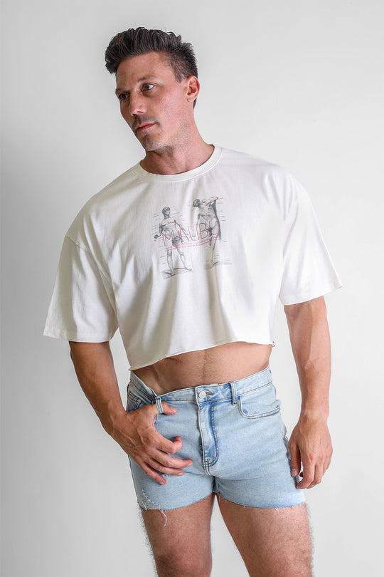 Vintage-Washed Drop-Shoulder Crop Tee - Anatomy