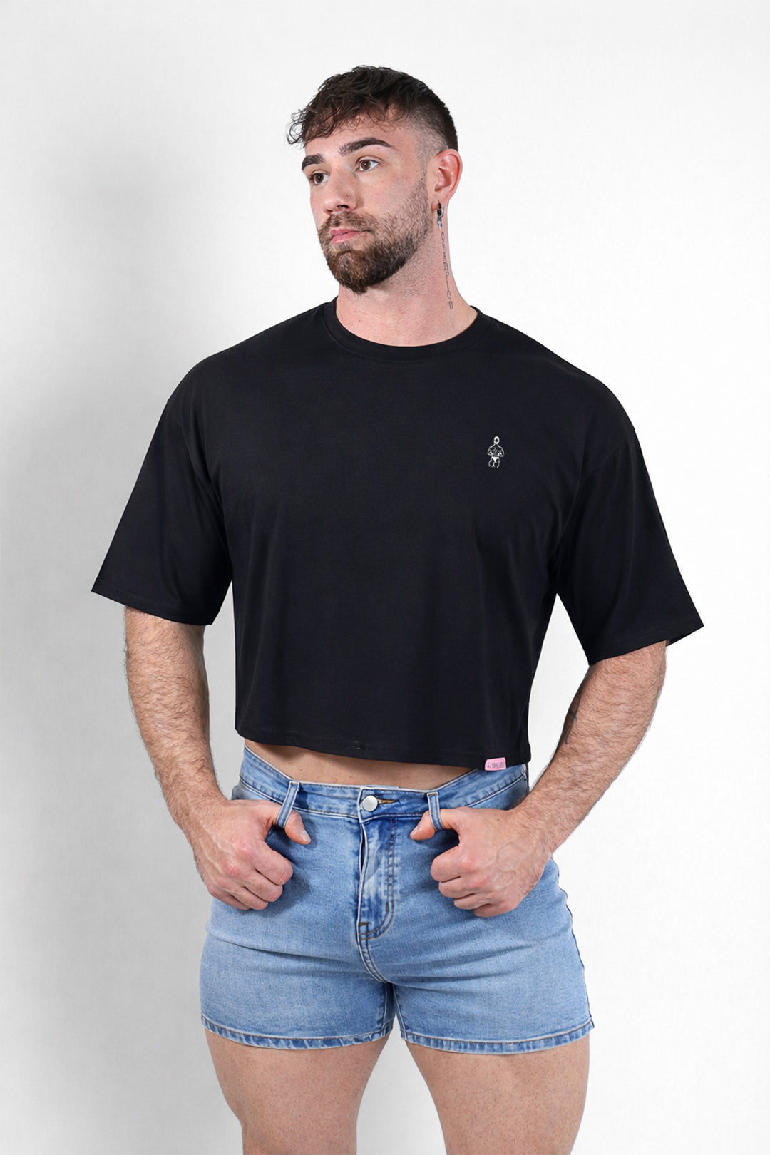 Oversized Relaxed Crop Top - Midnight Black