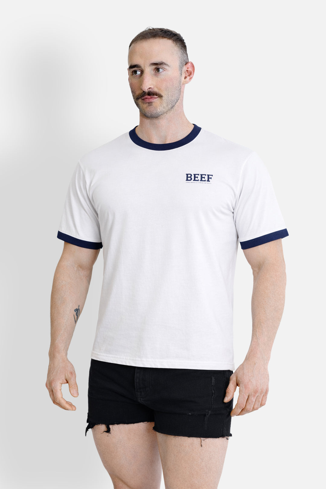 Field Day Ringer Tee - White w/ Blue Trim
