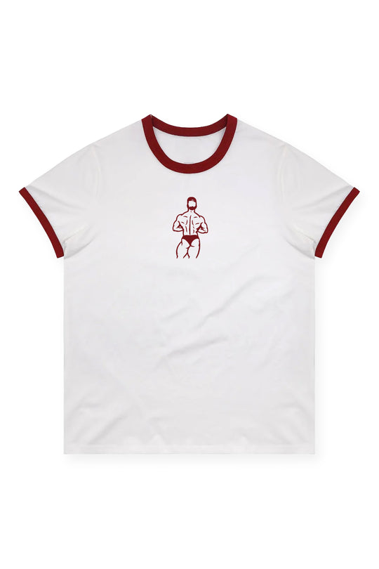 Field Day Ringer Tee - White w/ Red Trim